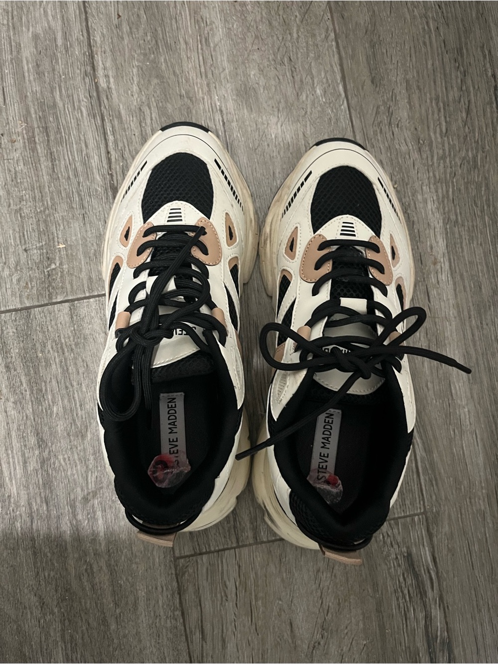 Steve Madden Women's Chunky Sneakers in Black, Cream & Tan